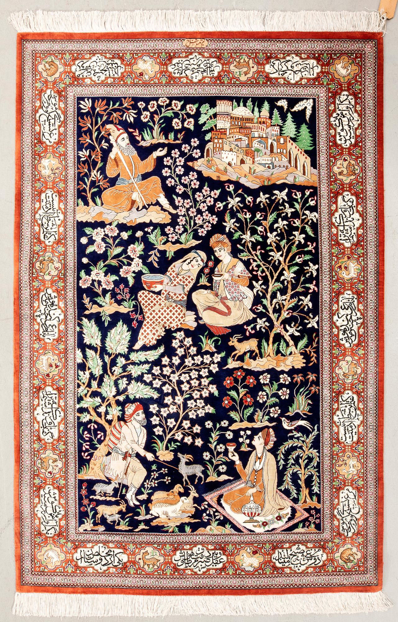 Matta Ghom silke signerad ca 153x100 cm.