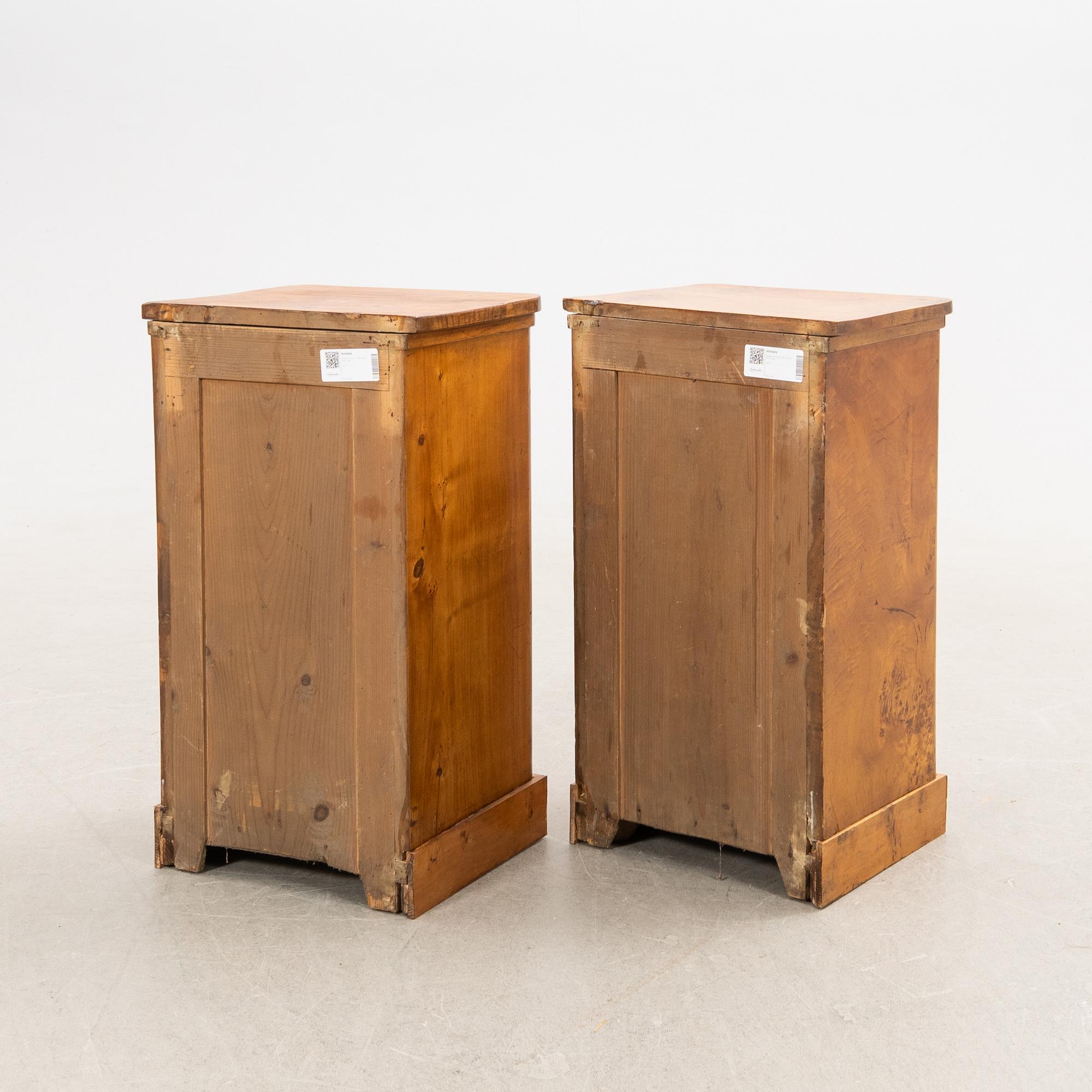 Bedside tables, a pair, first half of the 20th century.