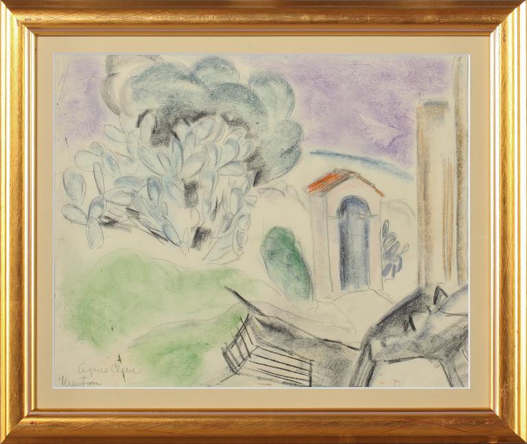 AGNES CLEVE, pastell, signerad.