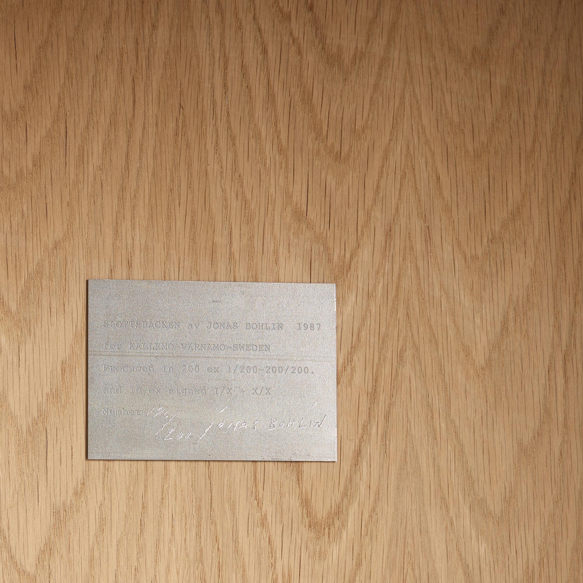 JONAS BOHLIN, skåp "Slottsbacken", Källemo ca 1987.