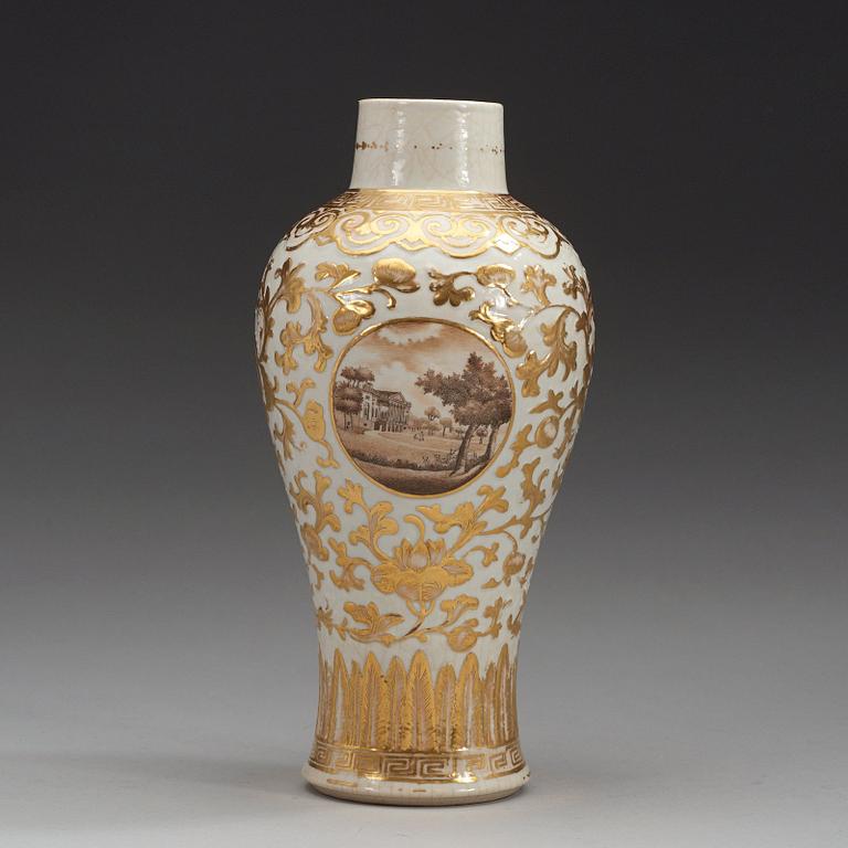 A 'European Subject' soft paste vase, Qing dynasty, 18th Century.