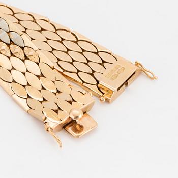 ARMBAND, guld och vitguld 18K, 16 mm brett platt, 33 gram.