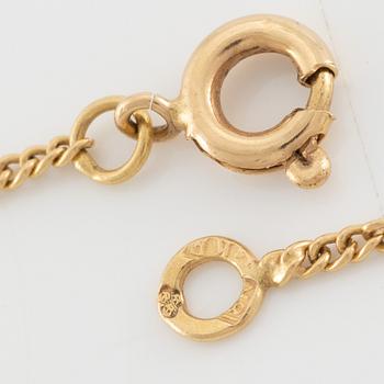Necklace, 18K gold with synthetic white stone, in the shape of a bow.