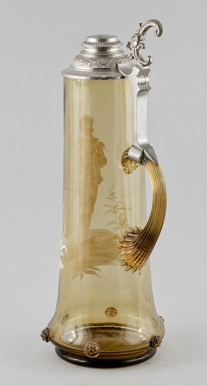 KARAFF samt GLAS, 5 st, glas, nyrenässans, sent 1800-tal.