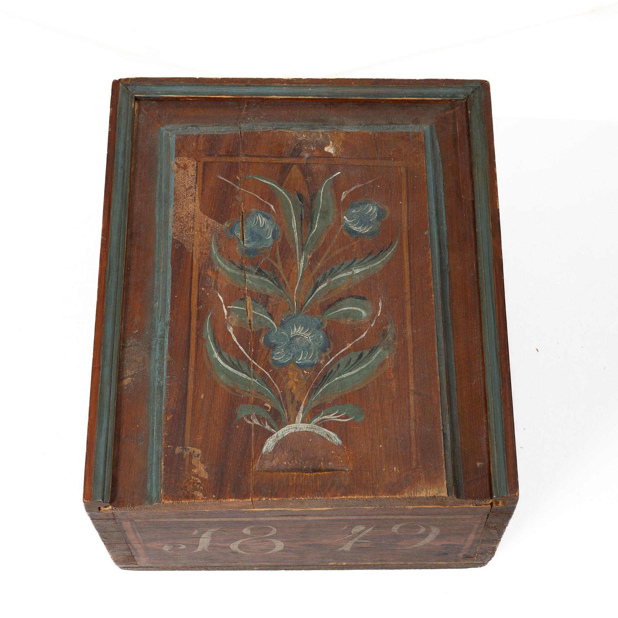 Light box, folk art, dated 1849.