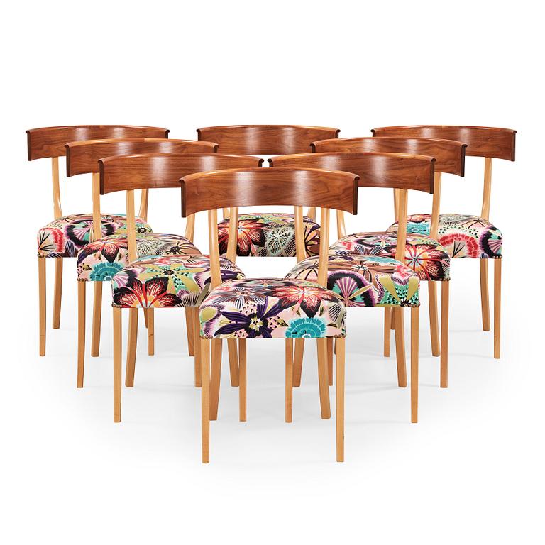 Josef Frank, A set of eight walnut and beech chairs, Svenskt Tenn, model 300.