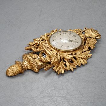 A Gustavian wall clock by Hans Wessman (active in Stockholm 1787-1805).