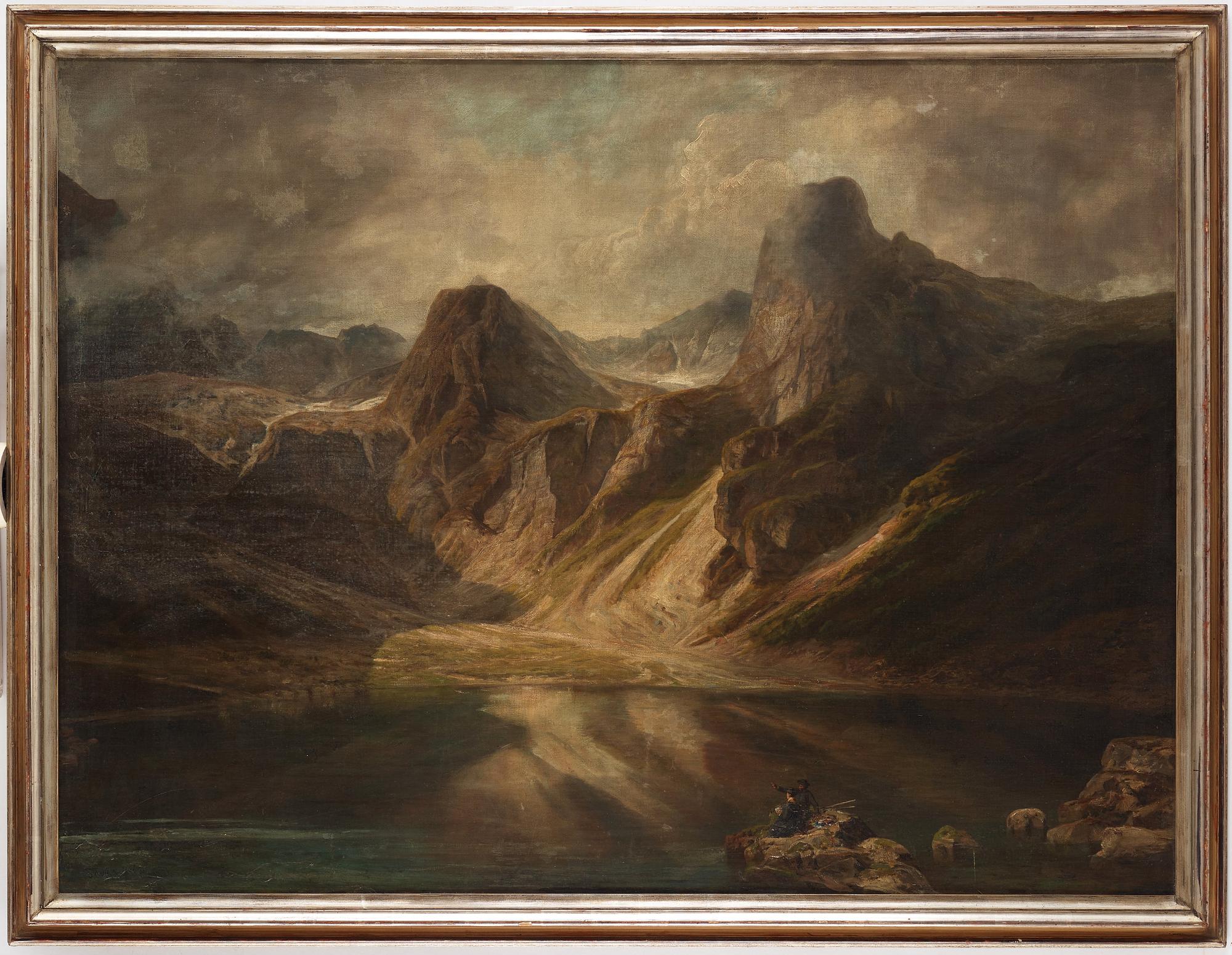 Károly Telepy, Rocky landscape with two figures.
