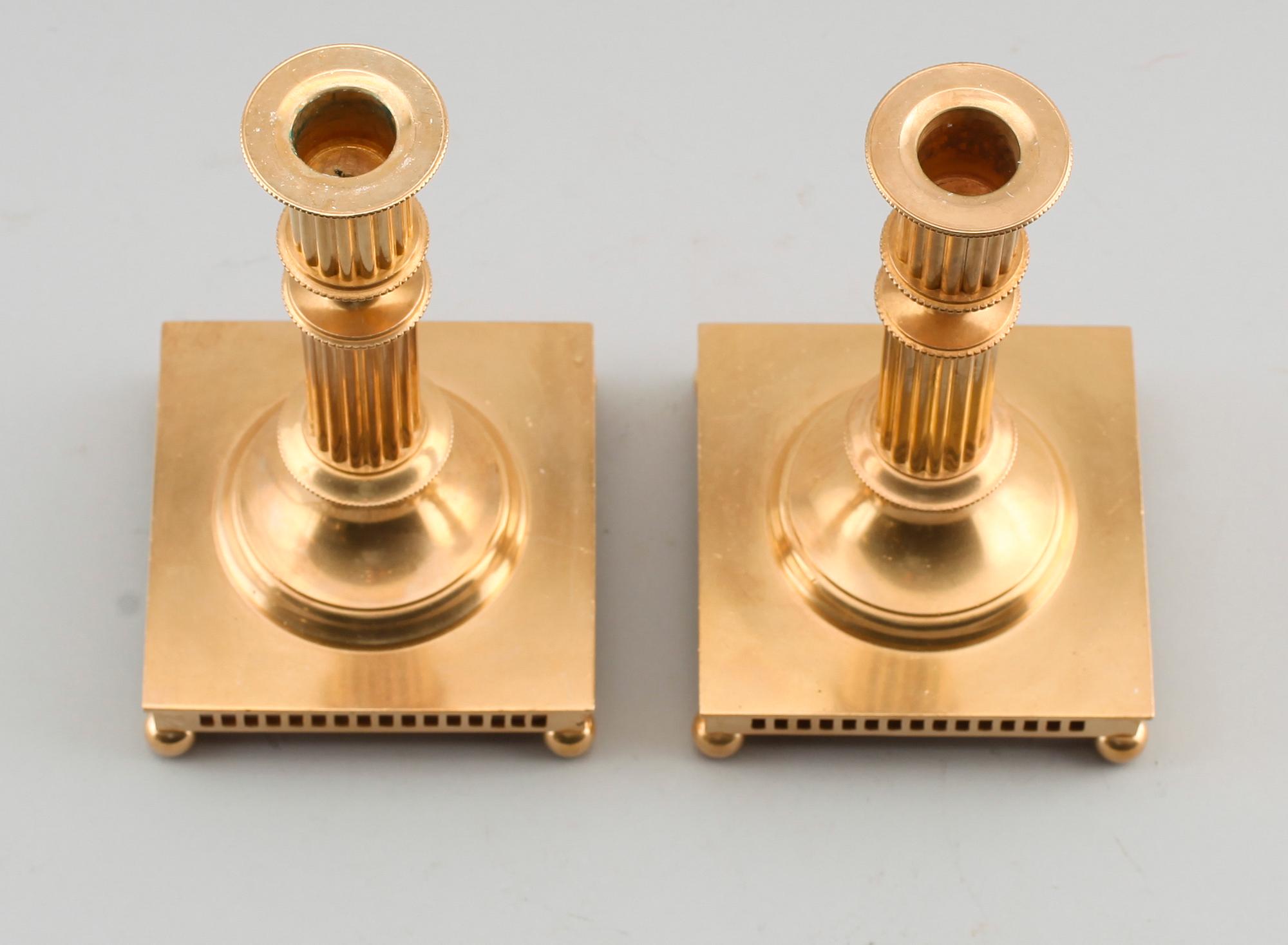 LJUSSTAKAR, 1 par, mässing, Skultuna, No 108, 1900-talets första hälft.