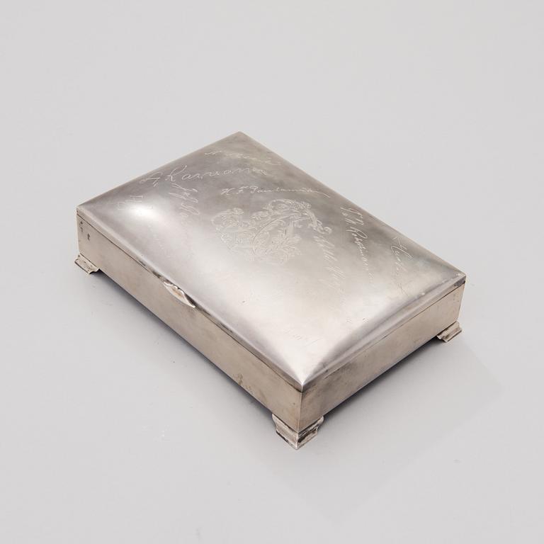 A 1950 cigar box in silver (813) from Auran Kultaseppä, Turku, Finland.