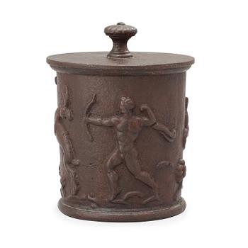 600. A Carl Elmberg cast iron tobacco jar, Näfveqvarn.