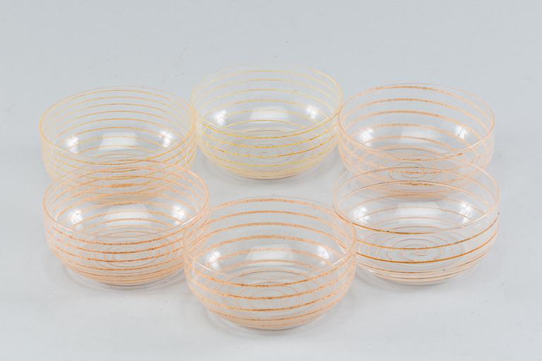 Six 1970's Cenedese, Murano glass bowls.