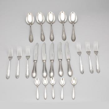 BESTICKUPPSÄTTNING, 21 delar, silver, Polen, 1900-tal. Totalvikt ca 1120 gram.