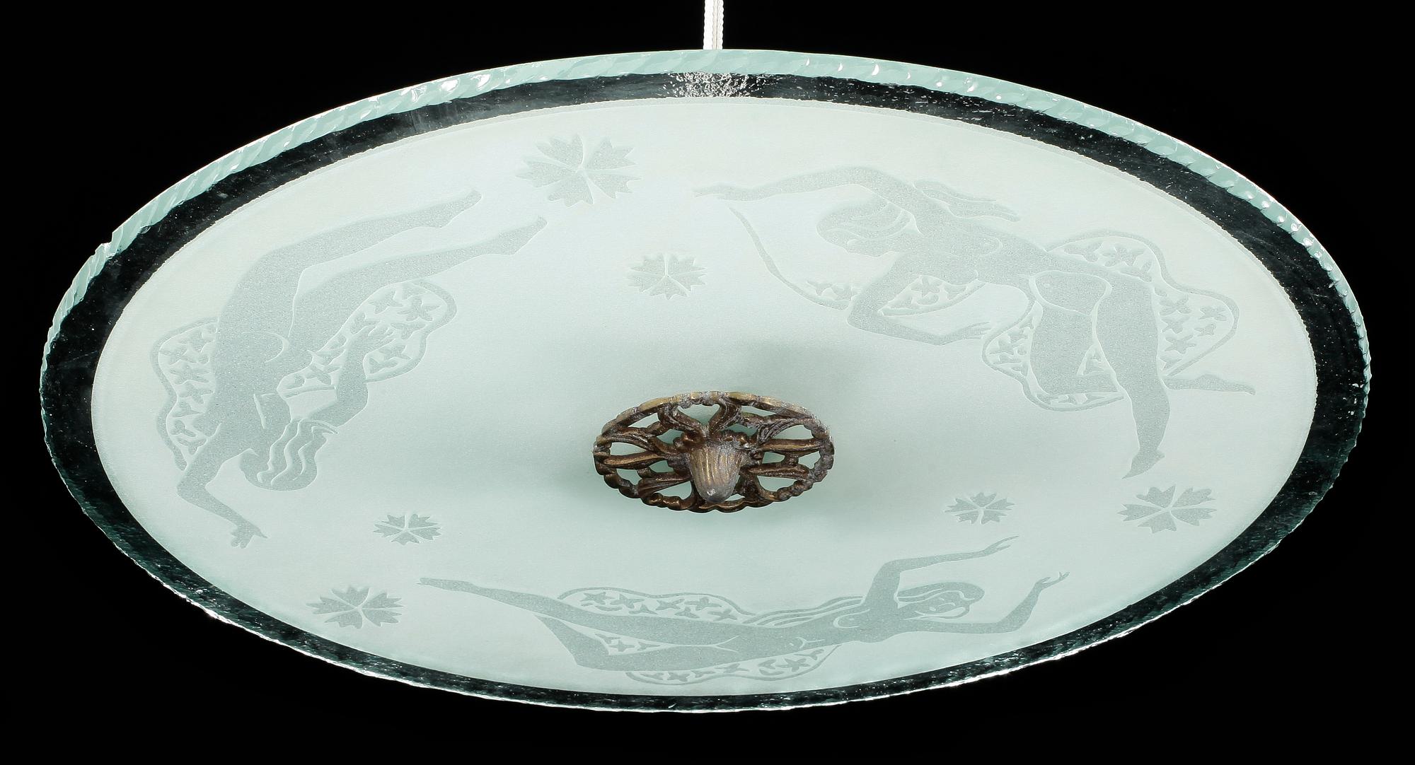TAKPLAFOND, glas, Sverige, 1940-tal. Diameter 60 cm.