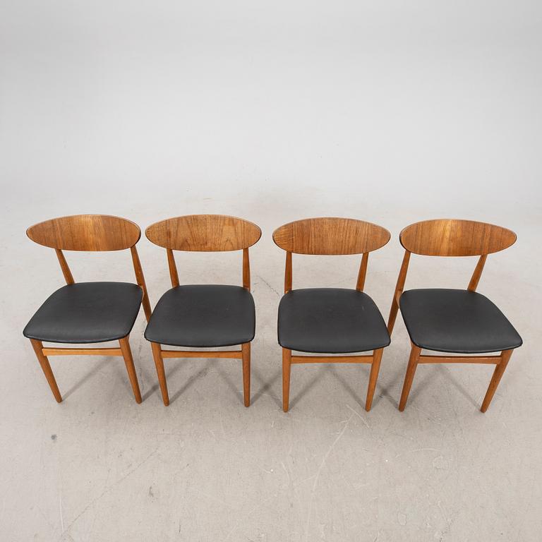 A set of four Danish teak 1960s chairs.