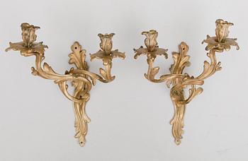 VÄGGAPPLIQUER, 1 par, rokokostil, 1800-talets andra hälft.