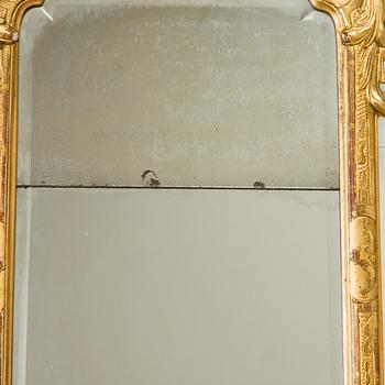 A Rococo giltwood mirror by Nils Meunier (master in Stockholm 1754-97, royal court mirror maker 1769).