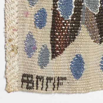 Ann-Mari Lindbom, gift Forsberg, Textile “Blå crocus”, tapestry variant, signed, approx. 60 x 90 cm.