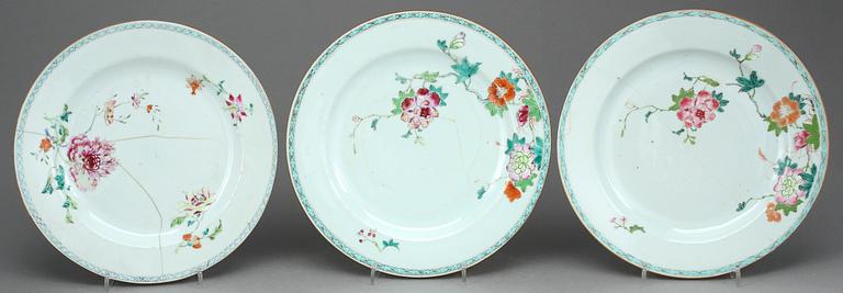 TALLRIKAR, 7 st, kompaniporslin, Kina, Qianlong 1736-95.