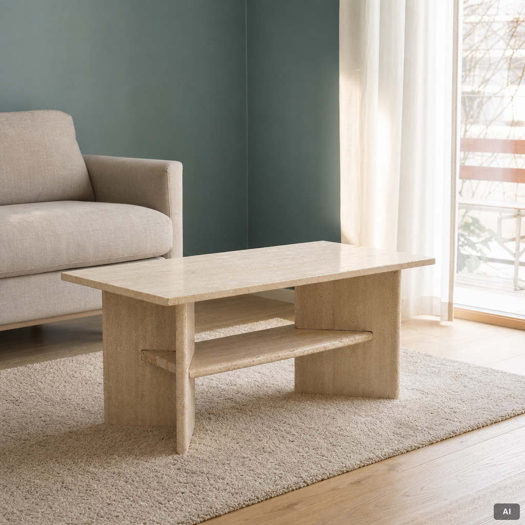 Coffee table, travertine, 1980s.