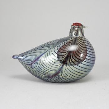 OIVA TOIKKA, lasilintu, Grey Pheasant, signerad Oiva Toikka Nuutajärvi Notsjö.