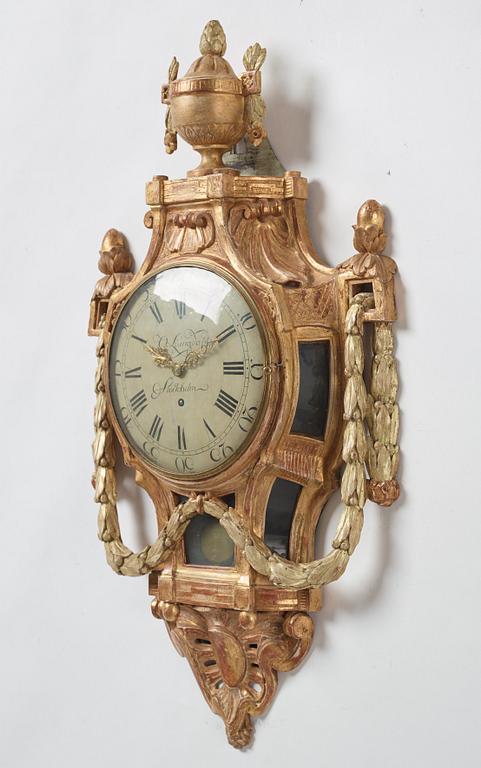Väggpendyl, av Olof Ljungdahl, (verksam i Stockholm 1775-1780), Gustaviansk.