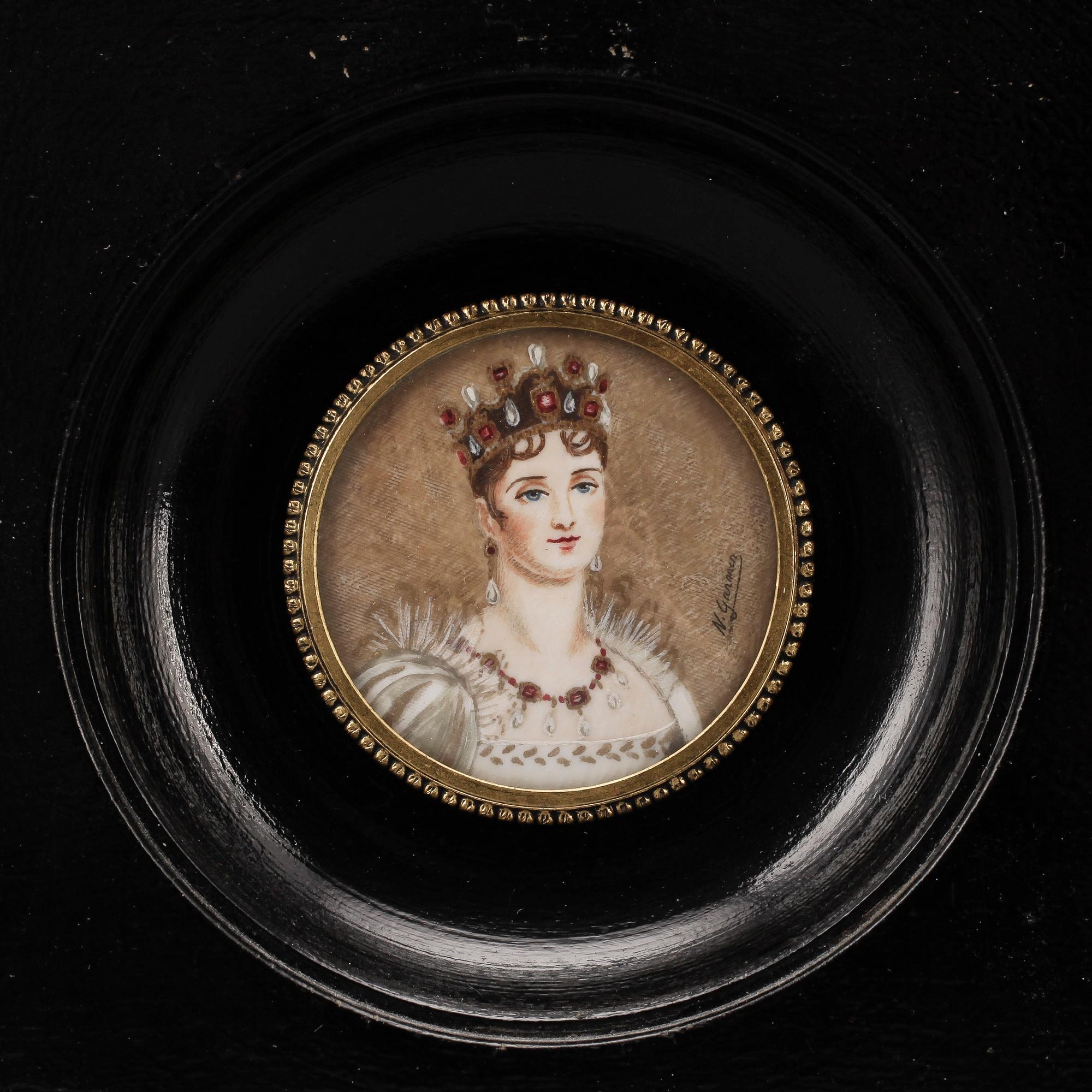 MINIATYRER, 3 st, gouacher, en med otydlig signering, 1800-tal.