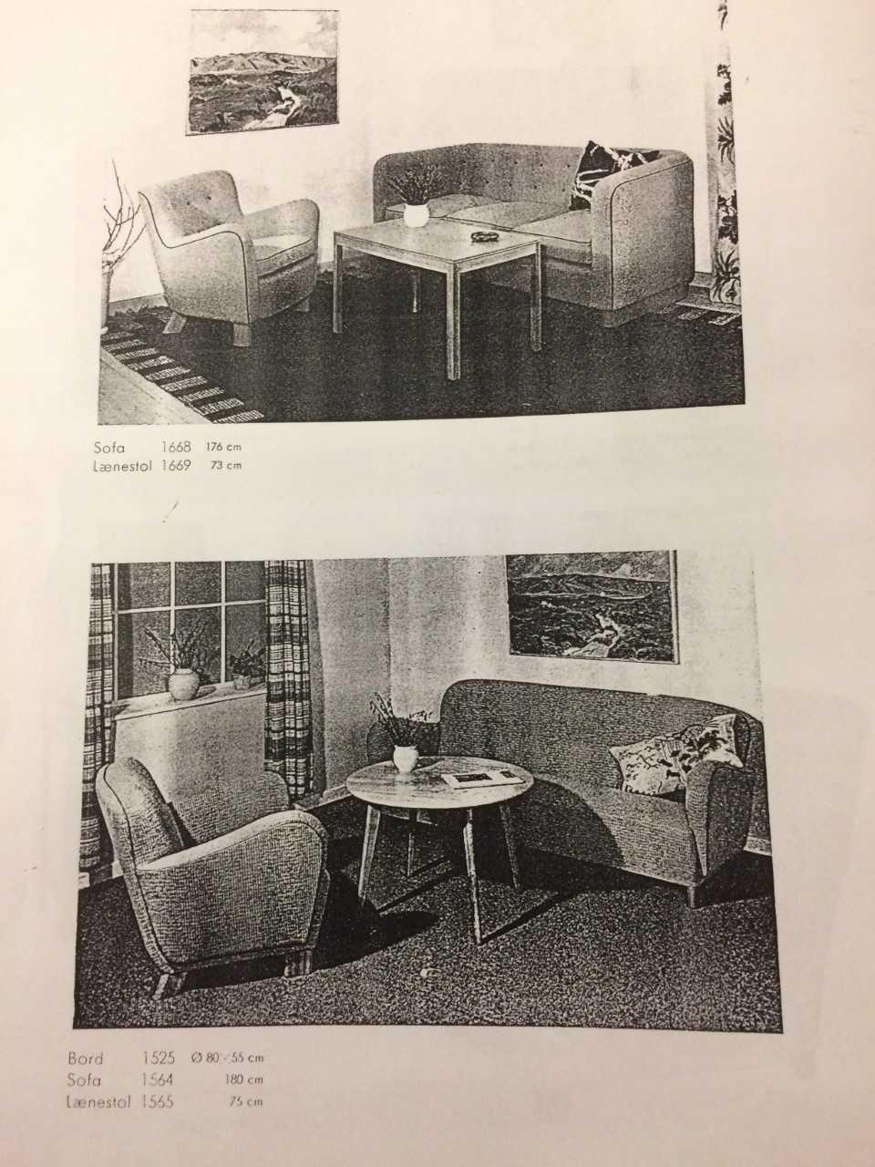 Fritz Hansen, a pair of easy chairs model "1669", Denmark, 1940s.