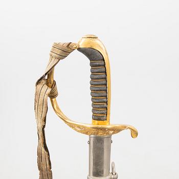 A Swedish infantry officer's sabre, 1859 pattern, with scabbard.