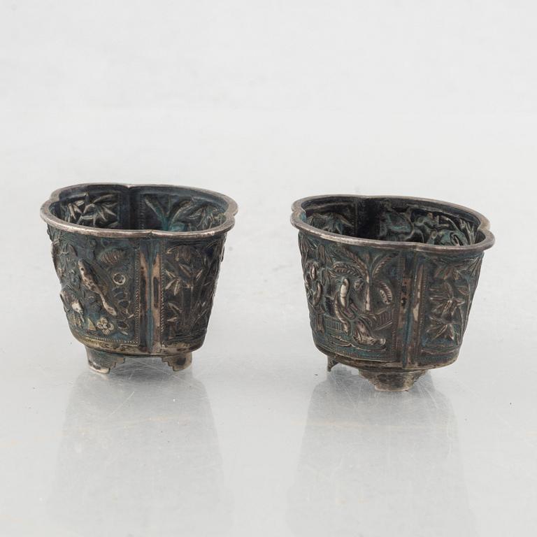 Two Chinese silver cups, Wang Hing, Hong Kong.