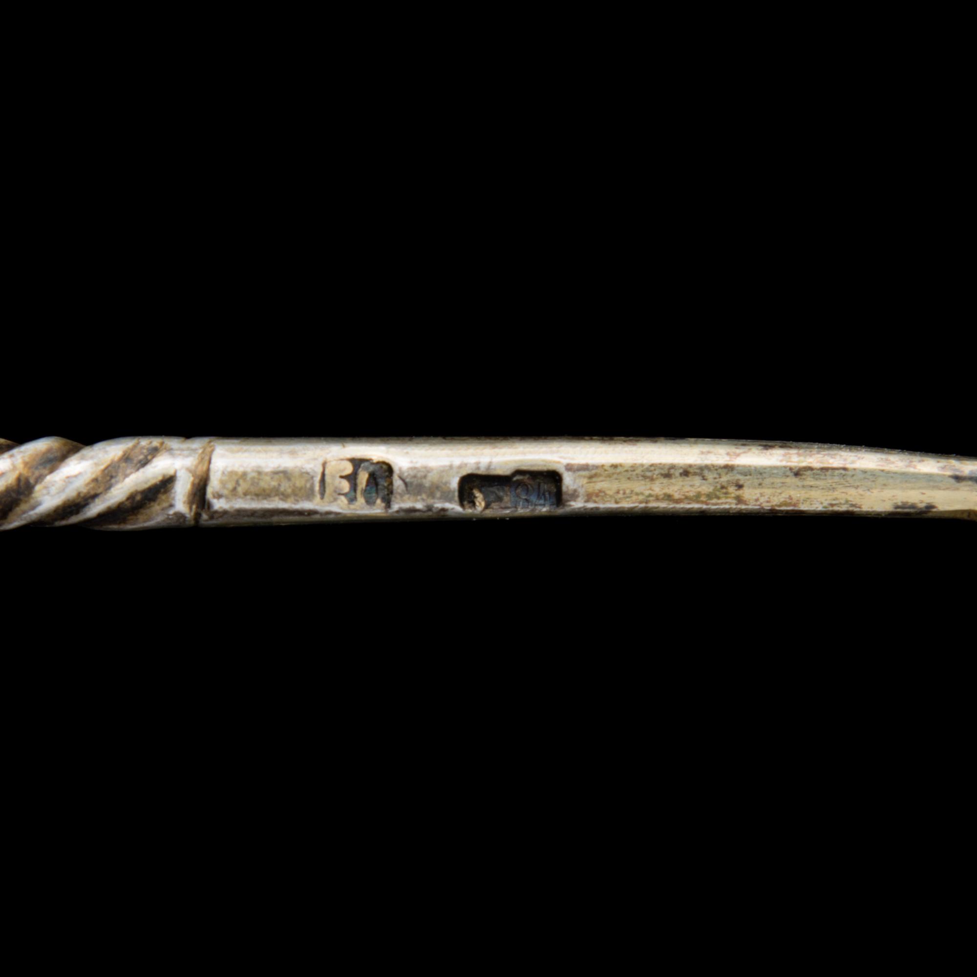 SKEDAR 6 st , silver och emalj, Moskva ca 1900, guldsmed E.O.