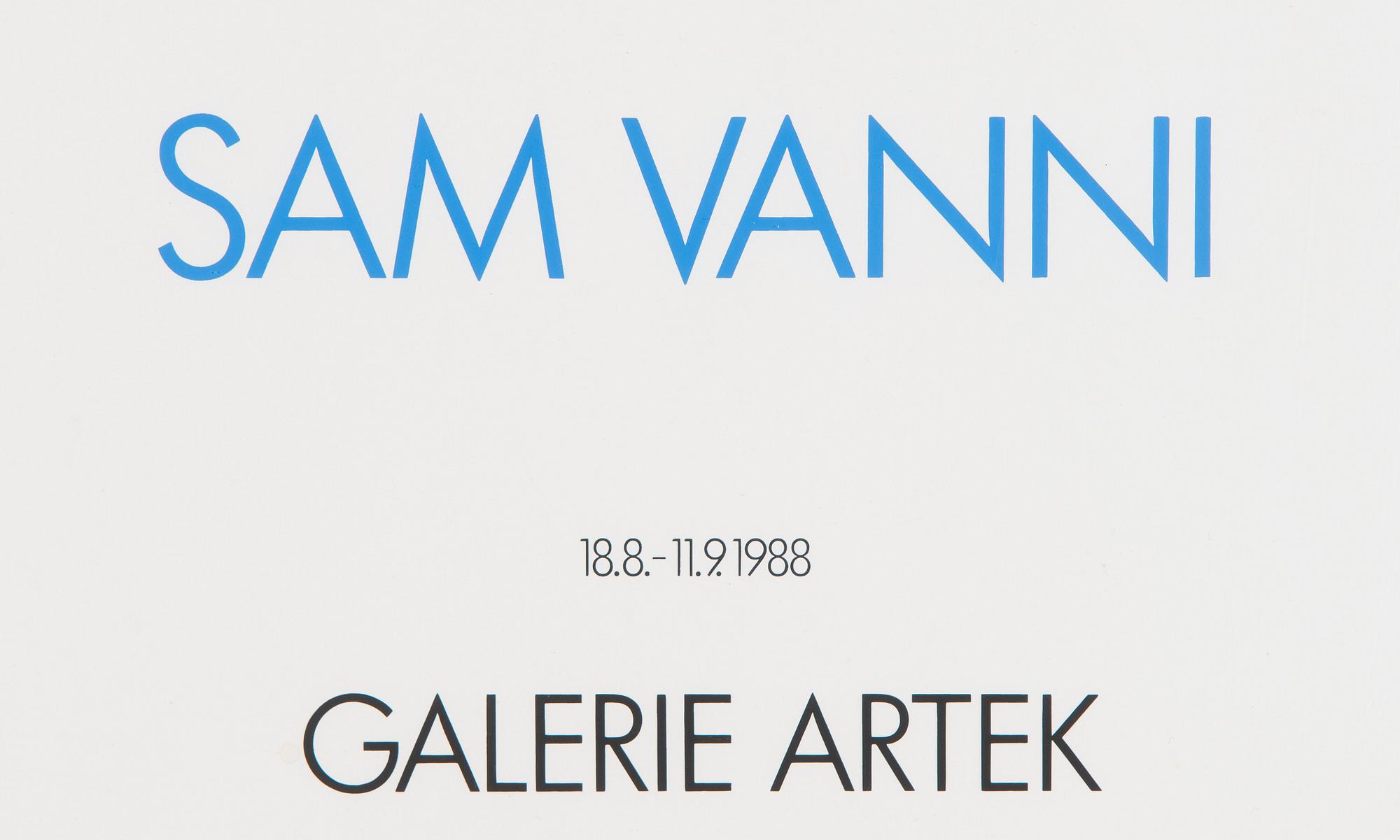 Sam Vanni, serigrafia, näyttelyjuliste, signeerattu Sam Vanni.