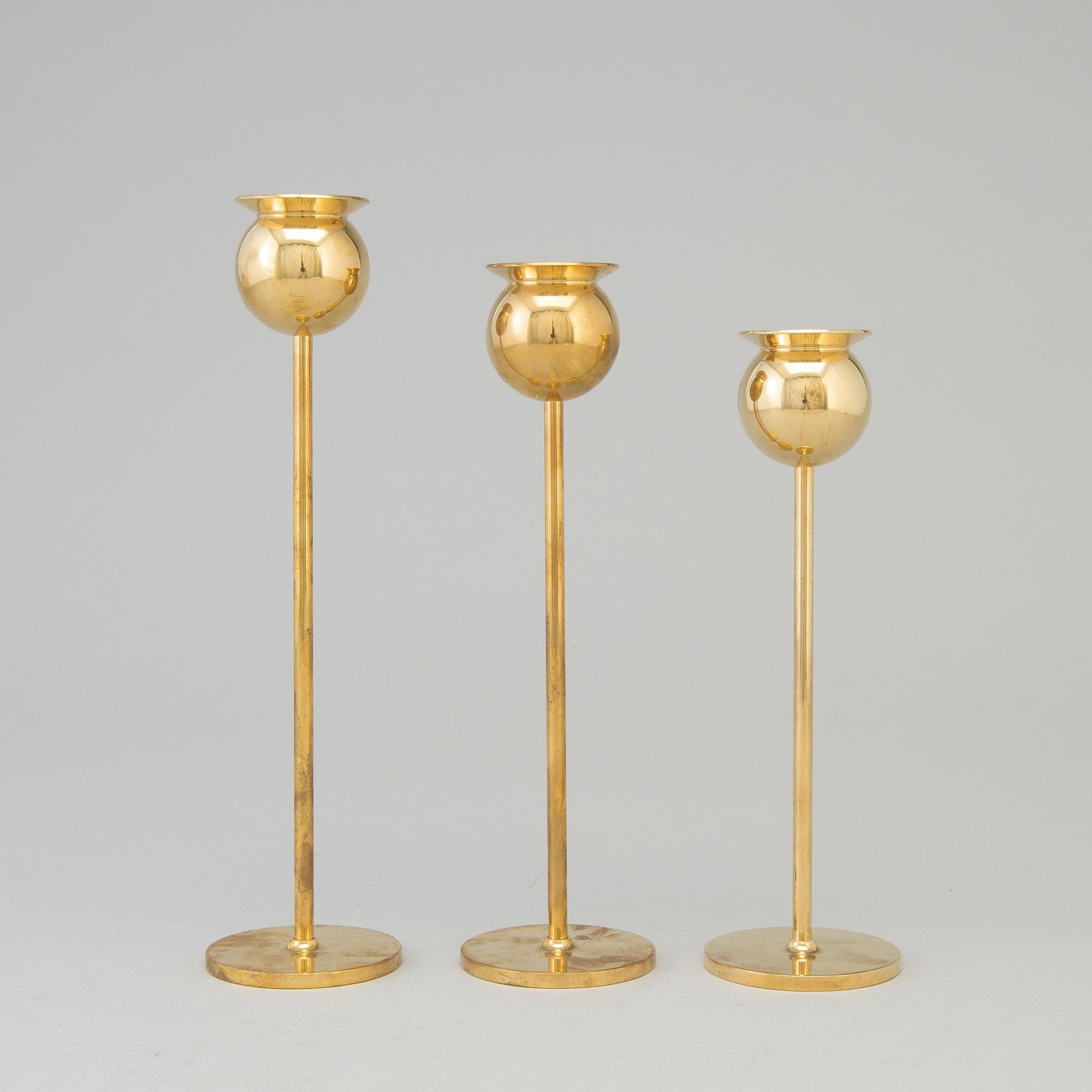 Three second half of the 20th century  candlesticks by Pierre Forssell for SKultuna Bruk.