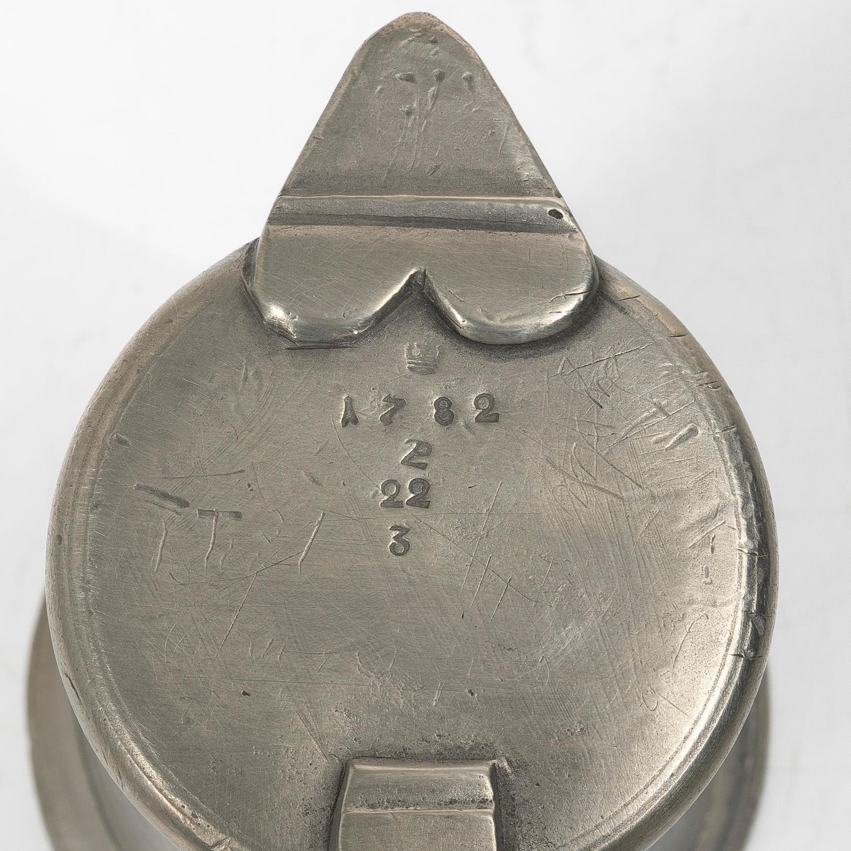 Target vessel, 1 Quarter. Eric Pettersson Krietz, Stockholm 1782. Crowned by Zakarias Plantin.