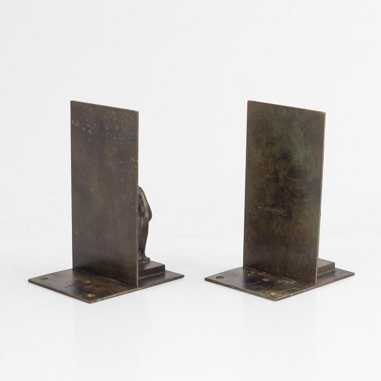 A pair of bronze book ends, GAB, Sweden, 1930's.