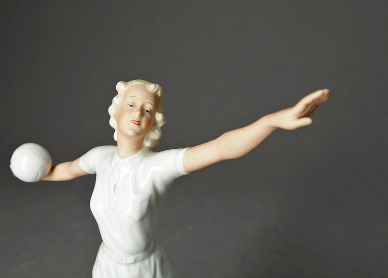 FIGURIN, porslin, art deco, Kurt Steiner, Schaubach, Tyskland, 1900-talets mitt.