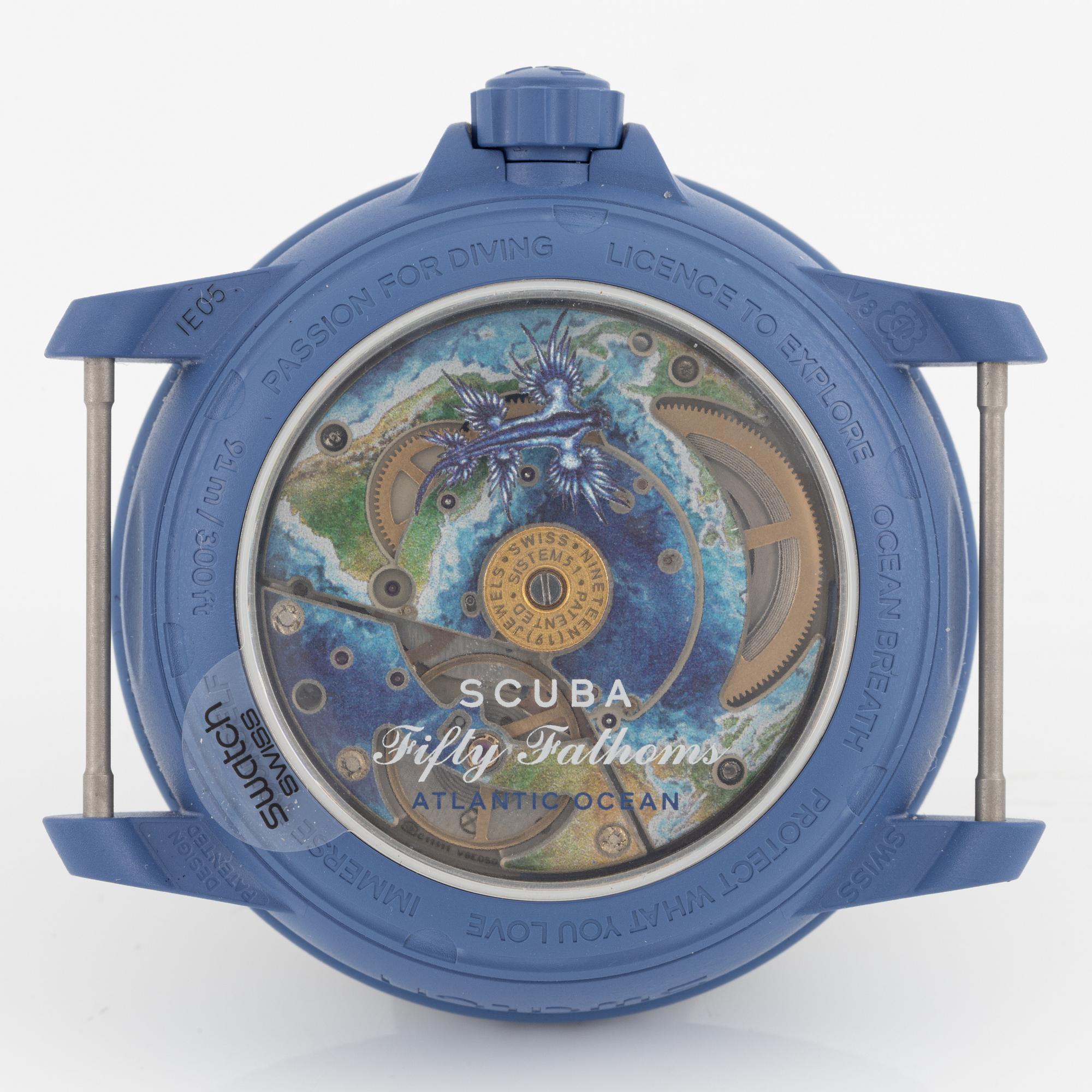 Swatch/Blancpain, Scuba Fifty Fathoms, Atlantic Ocean, wristwatch, 42.3 mm.