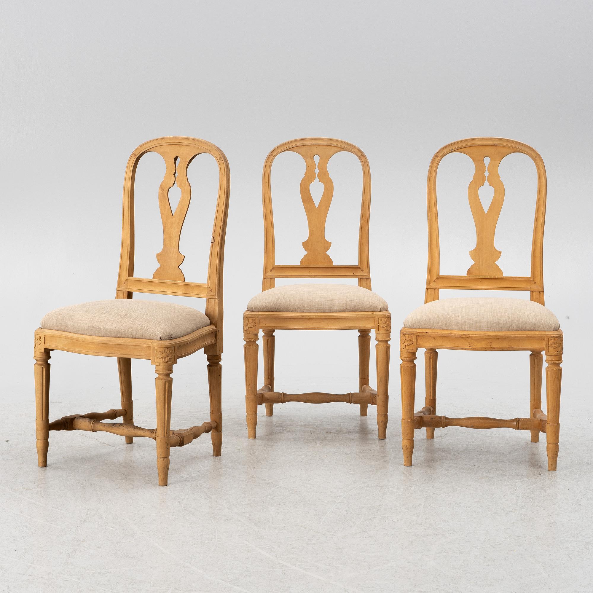 Three 'Hallunda' chairs, Ikea, 1990's, Gustavians style.