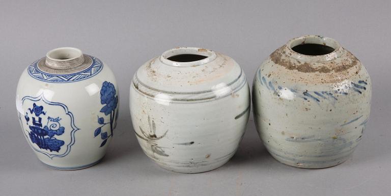 BOJANER, 3 st, porslin, Kina, 1800/1900-tal.