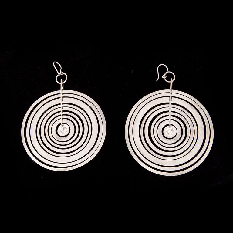 Tapio Wirkkala, EARRINGS, "Silver moon" sterling silver  N. Westerback, Helsinki 1973.