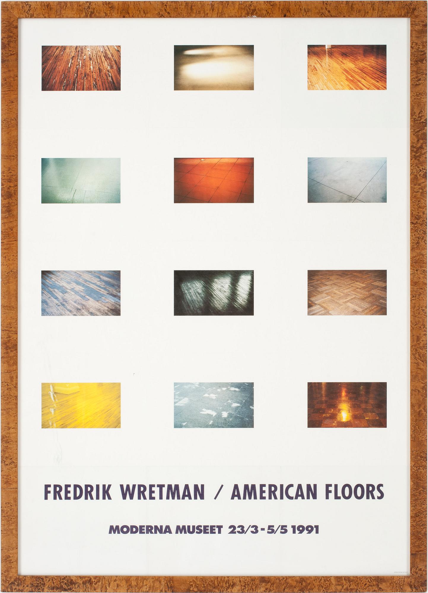 UTSTÄLLNINGSAFFISCH, offsettryck, Fredrik Wretman, American Floors, Moderna Museet, Stockholm, 1991.
