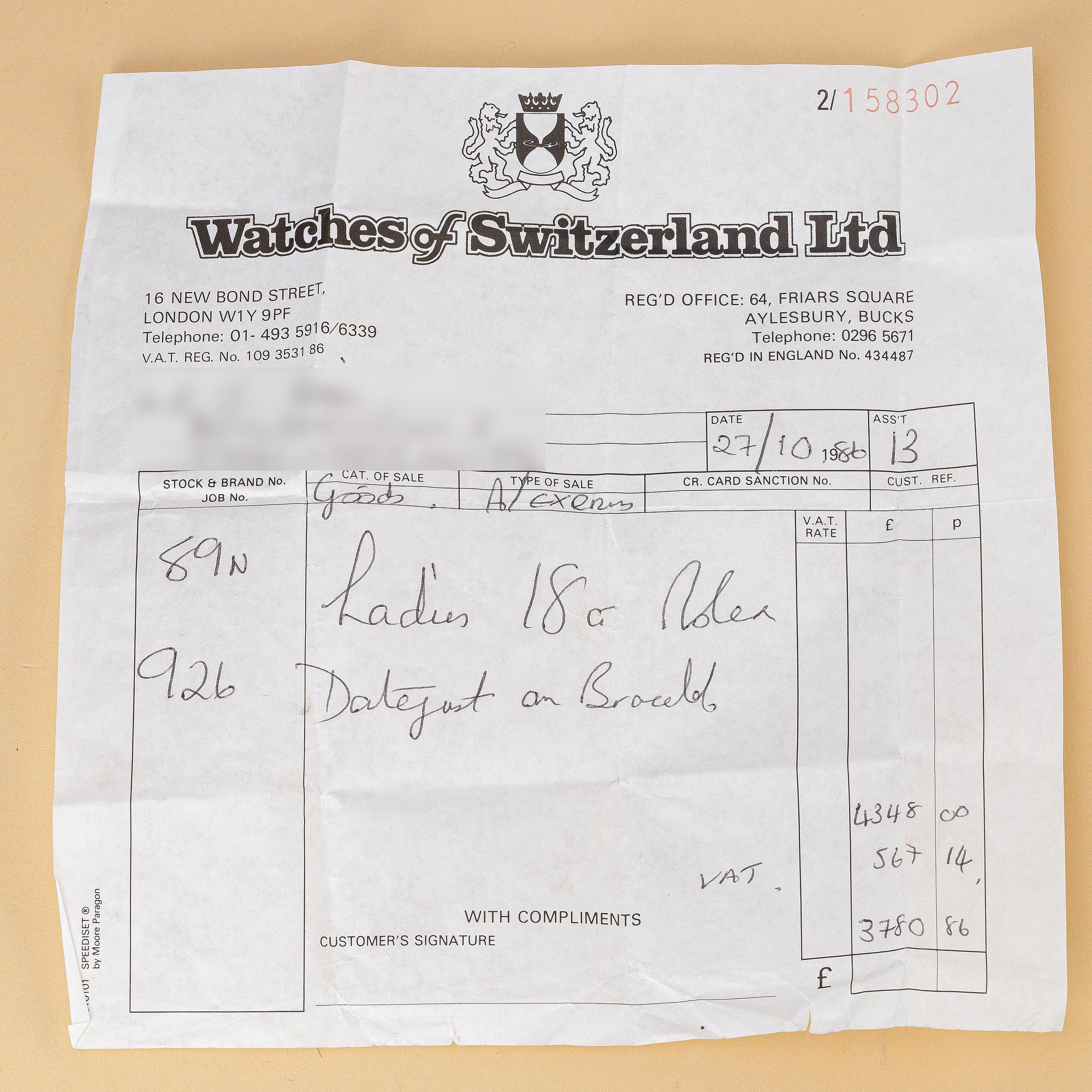 Rolex, Datejust, "Dégradé Diamond Dial", ca 1986.