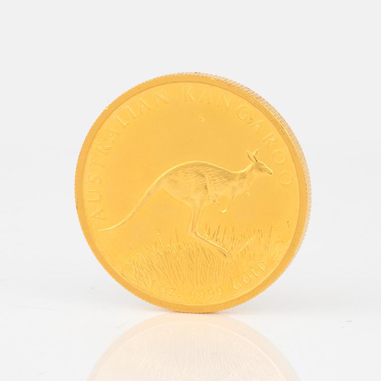 GULDMYNT, 100 dollar, Elizabeth II, Australien 2008. Totalvikt 31,1 gram (1 oz).
