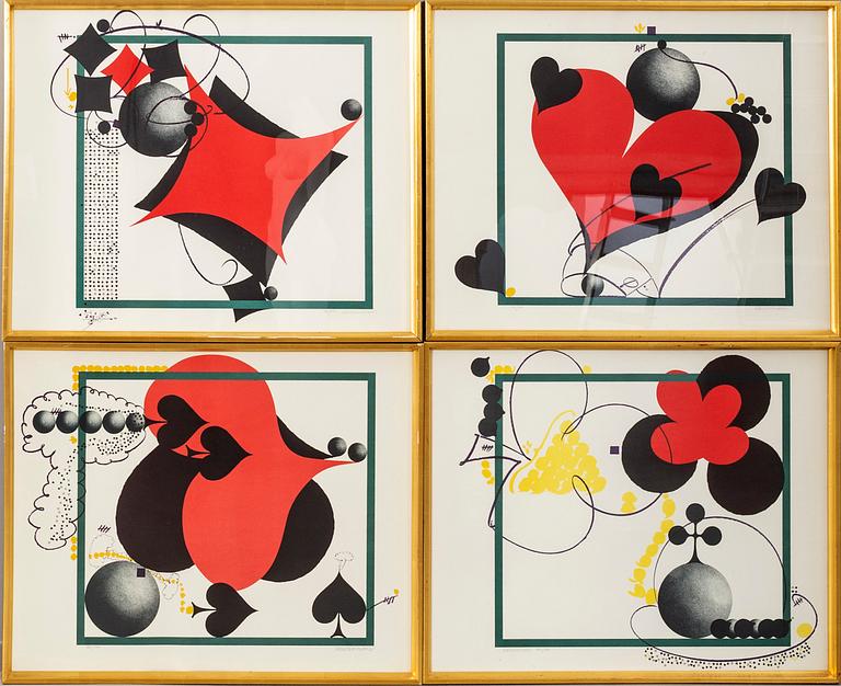 Carl Fredrik Reuterswärd, a set of four lithographs, numbered  182/200 and signed.