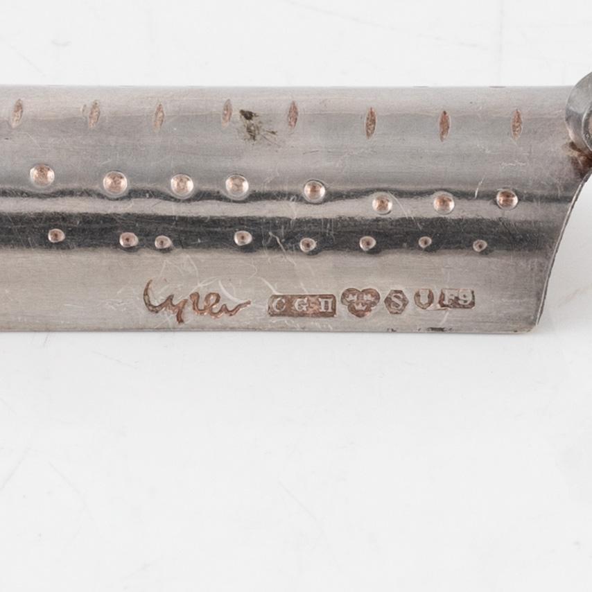 Gunnar Cyrén, smörknivsställ, 6 st silver, CG Hallberg, Stockholm, 1956.