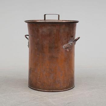 A late 19th century copper barrel.