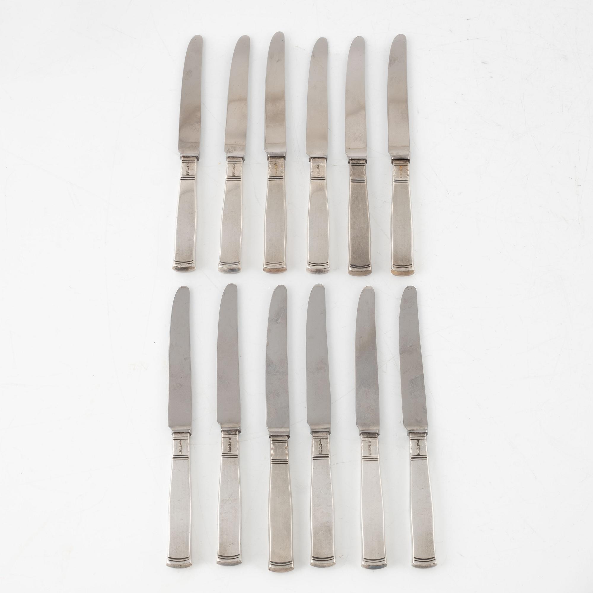 Jacob Ängman, smörgåsbestick, 24 delar, silver, modell "Rosenholm", GAB, Eskilstuna, bl a 2001.