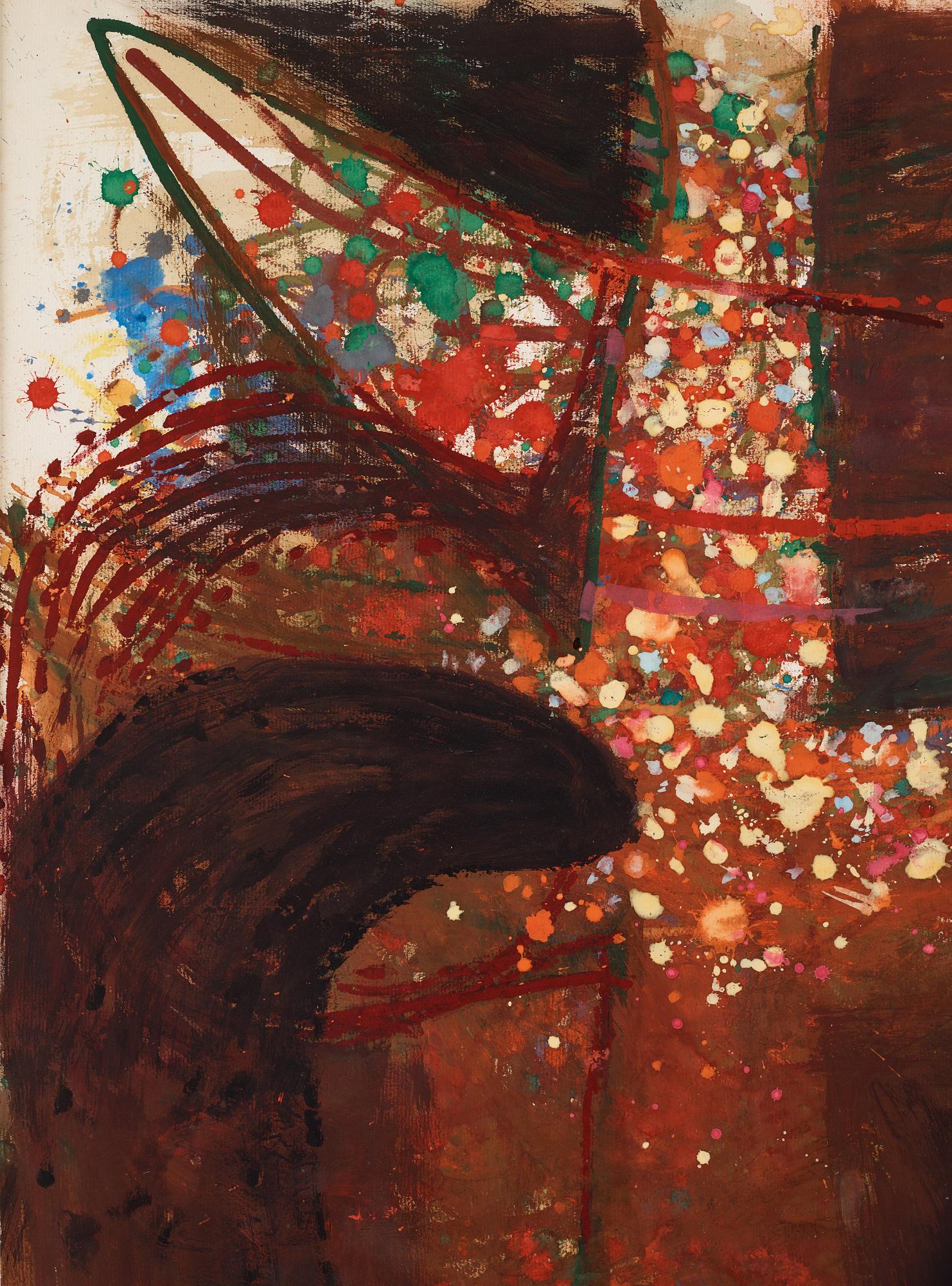 CO Hultén, gouache på papper, signerad och utförd på 1950-talet.