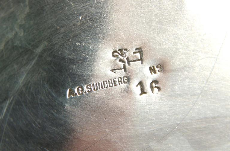 KAFFEKANNA, nysilver, AG Sundberg och sockerskål OCH gräddkanna, nysilver, GAB.