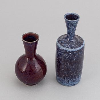 Sven Wejsfelt, a set of three stoneware vases and a bowl for Gustavsbergs studio, 1985-90.